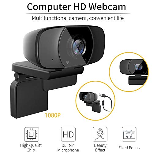Webcam with Microphone, HD1080P PC Webcam Laptop Plug and Play USB Webcam Streaming Computer Web Camera with 110-Degree View Angle, Desktop Webcam for Video Calling Recording Conferencing