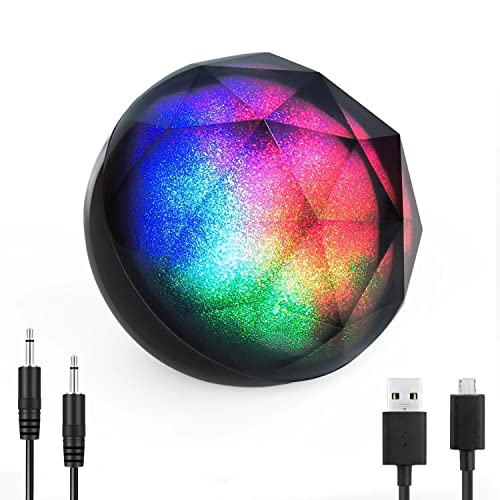 LED Portable Ball Speaker, AUX Speaker Home Party Light Speaker Compatible with Phone Computer Laptop, Rechargeable and Multiple Color Lights Effect for Indoor and Outdoor Party, HikingBlack