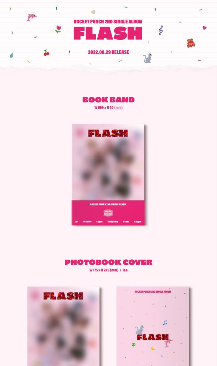 ROCKET PUNCH FLASH 2nd Single Album CD+Poster+Photobook+Photocard+Sticker+Message card+Tracking