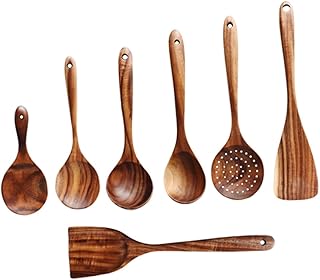 Set of Wooden Kitchen Utensils for Non-Stick Cookware