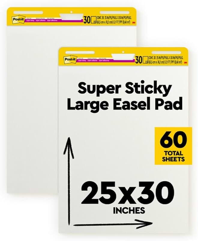 Large White Self-Stick Flip Chart Paper, 2 Pads