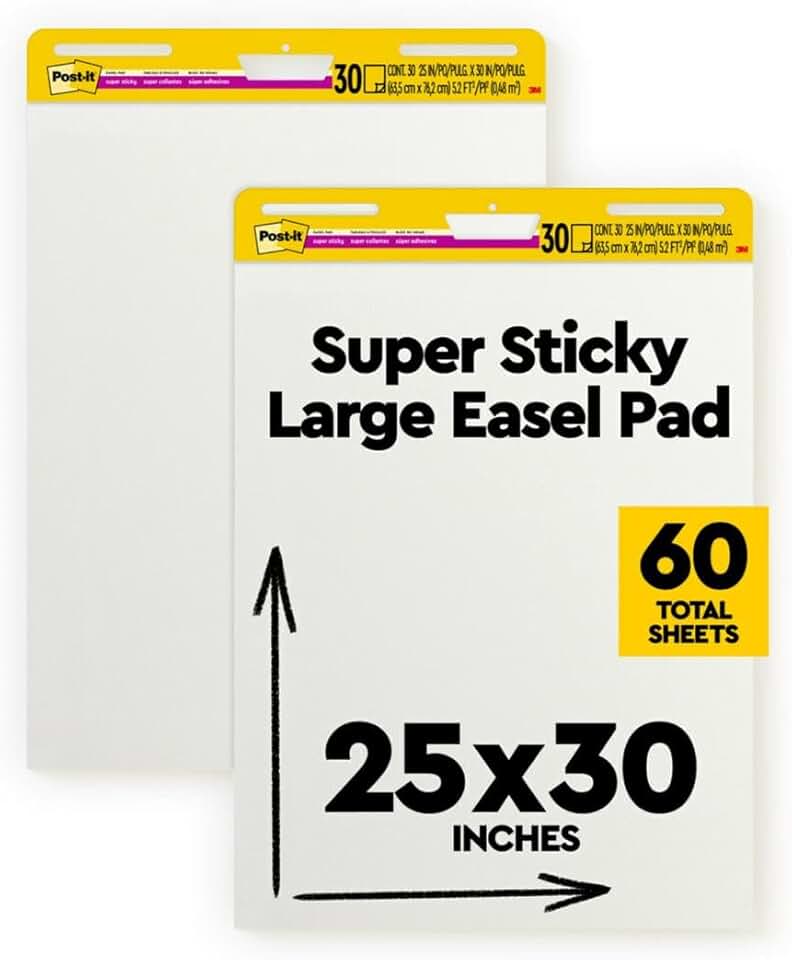 Large White Self-Stick Flip Chart Paper, 2 Pads