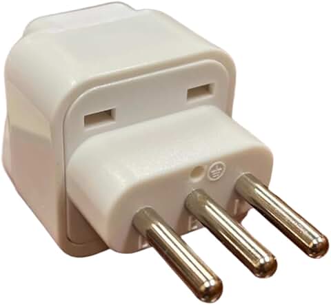 Grounded Type L Power Plug Adapter for USA to Italy and Uruguay