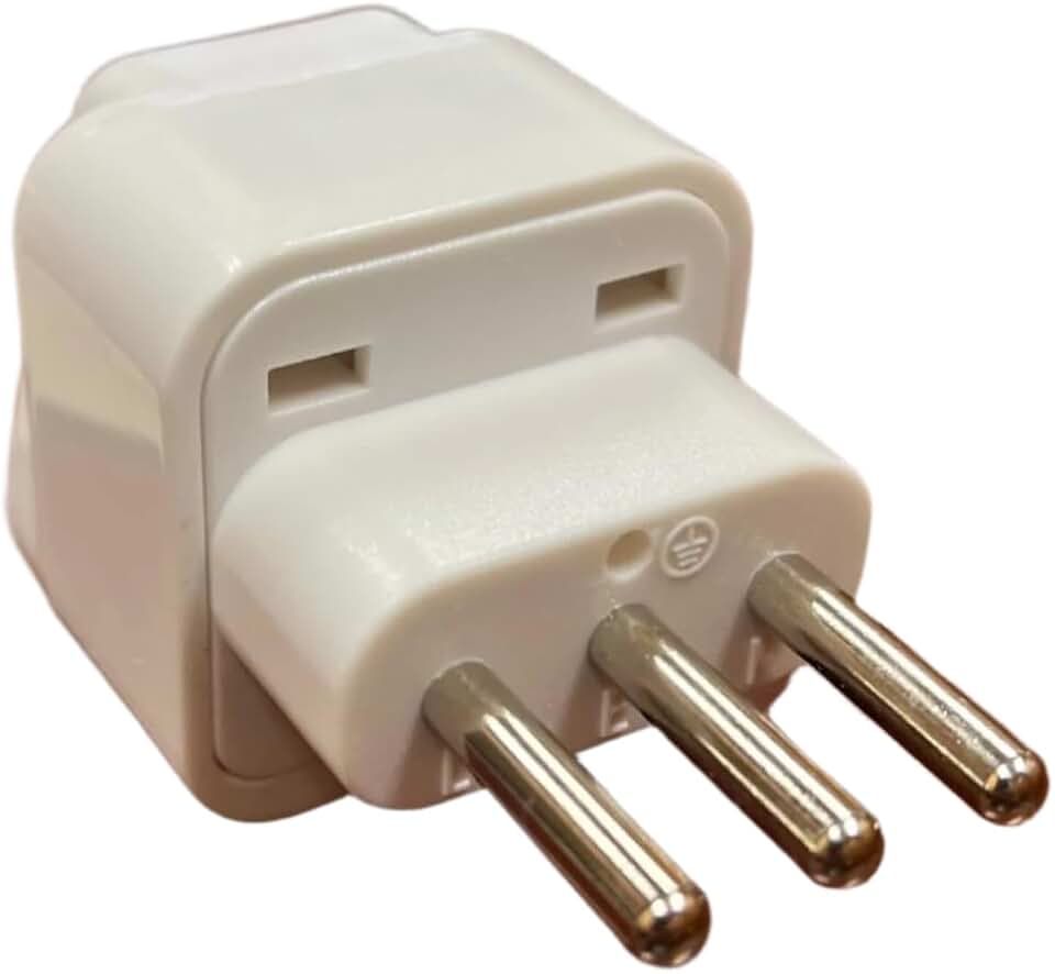 Grounded Type L Power Plug Adapter for USA to Italy and Uruguay