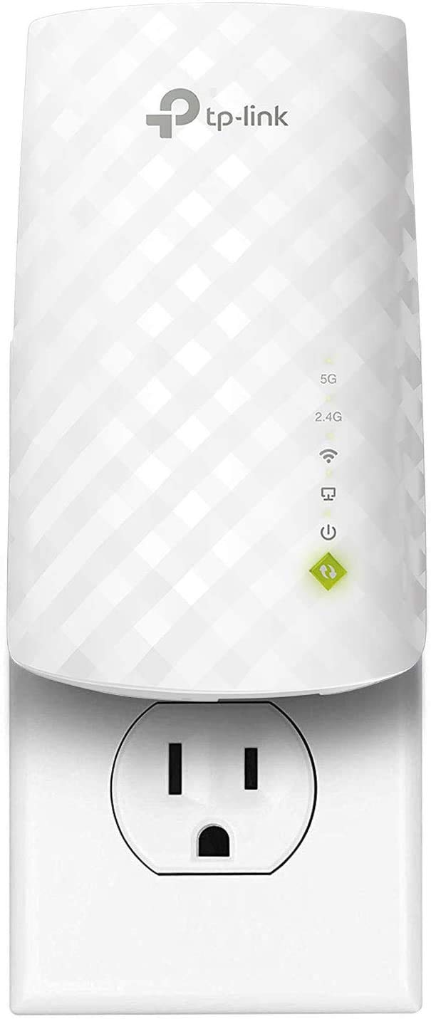 AC750 WiFi Extender (RE220), Covers Up to 1200 Sq.ft and 20 Devices, Up to 750Mbps Dual Band WiFi Range Extender, WiFi Booster to Extend Range of WiFi Internet Connection