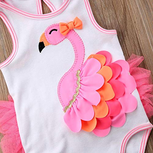 Baby Girls Flamingo Romper Adjustable Shoulder Strap Bodysuit Outfit Clothes (3-6 Months, A)