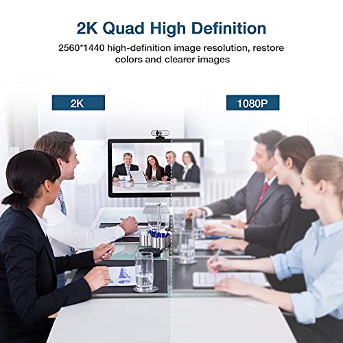 Webcam, 2K Full HD Webcams, Dual Microphone & Cover, Autofocus, HD USB Computer Web Camera, for YouTube/OBS/Facebook/Gaming/Zoom/Skype/FaceTime/Teams/Twitch/Etc