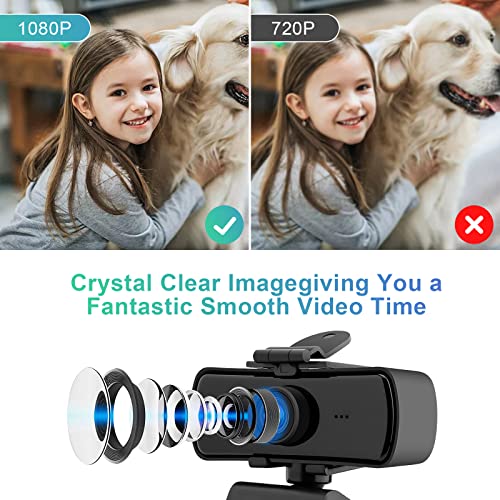 HD Webcam USB Webcam 1080p 30fps Web Cam Video Camera Clear Stereo Audio HD Light Correction Plug and Play for PC/Laptop/MacBook/Computer