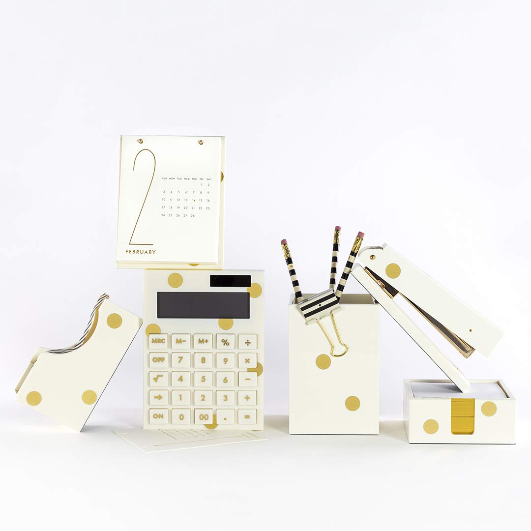 Gold Dot Acrylic Solar Desktop Calculator