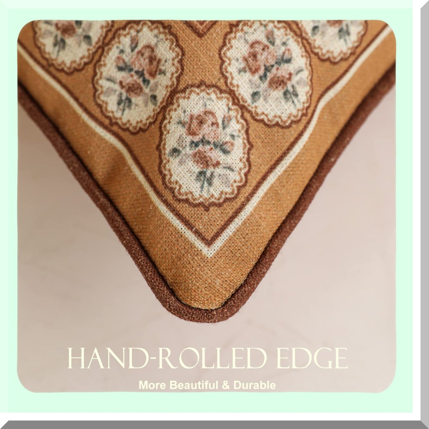 Vintage Bird Rose Linen Pillowcase Set - Decorative Floral Throw Pillow Covers for Couch, Bedroom, Living Room, Outdoor - Set of 4 Brown Yellow Cushion Cover for Car Cafe