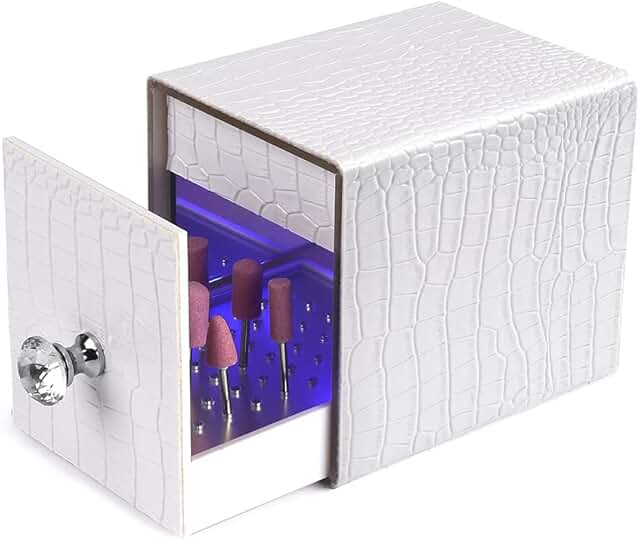 Blue UV Light Box and Nail Drill Bit Holder with 48 Holes