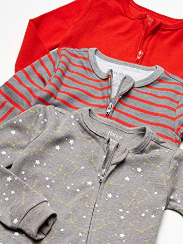 uni  baby Ultimate Zippin 3 Pack Sleep and Play Suits Layette Set, Grey/Red Stripe, 12-18 Months US