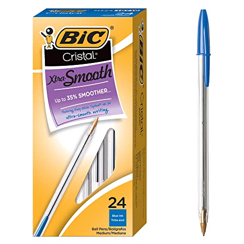 Blue ballpoint pens, 24-pack, smooth and reliable