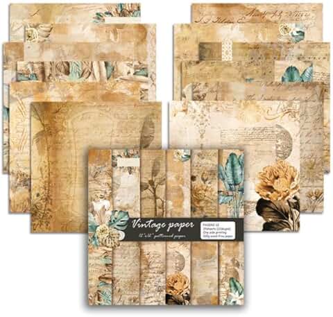 Vintage Decorative Scrapbook Paper, 24 Sheets, 12 Designs