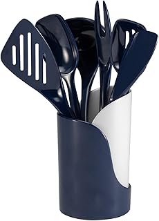 7-Piece Mini Melamine Cooking Utensil Set with Storage Crock