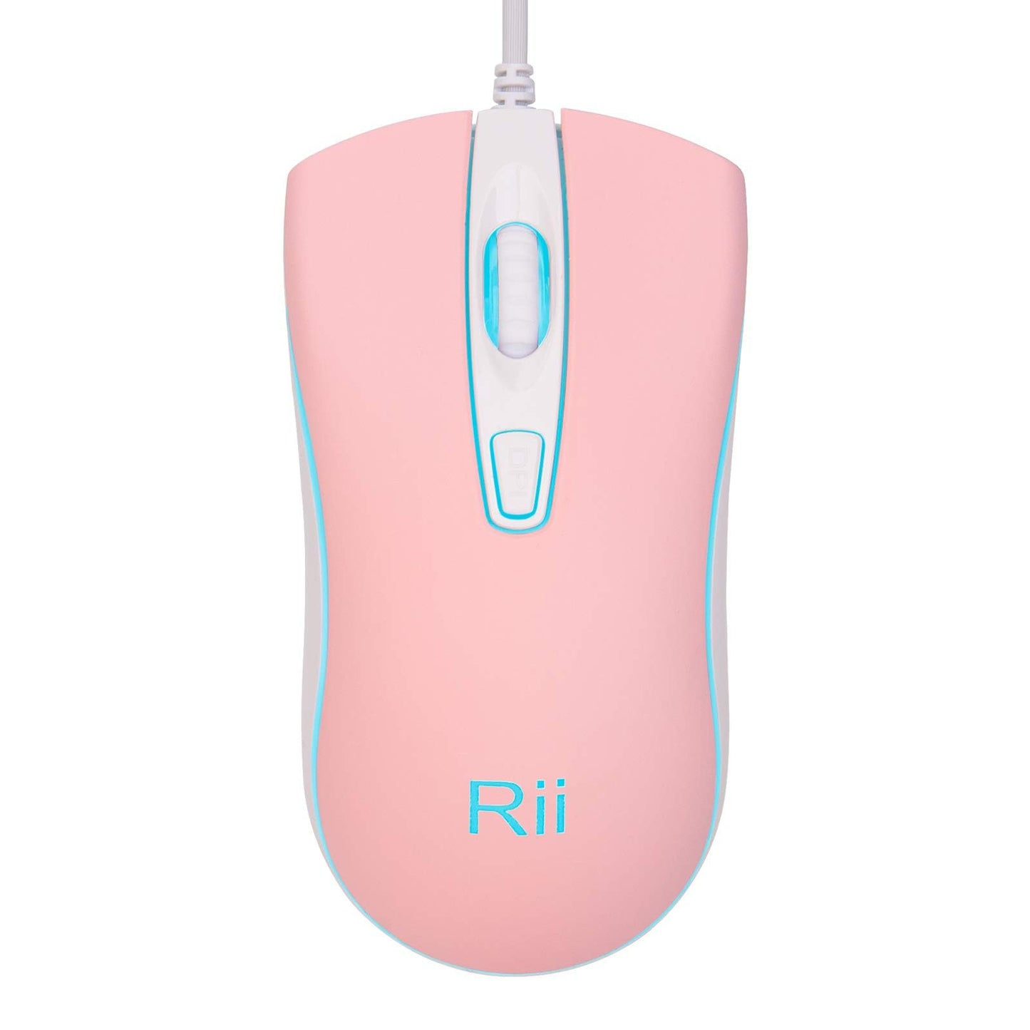 Pink wired optical computer mouse for PC and laptop