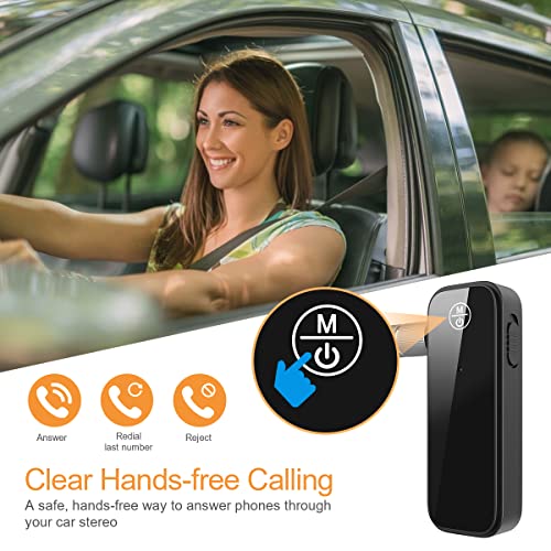 (Upgraded) Bluetooth AUX Adpater for Car, Bluetooth Transmitter and Receiver, 3.5mm Aux Bluetooth Car Adapter, Wireless Audio Receiver for Car Stereo/Home Stereo/Headphones/Speaker/Laptop/TV