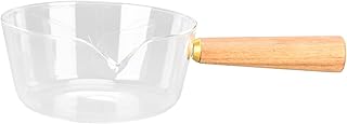 Glass Milk Saucepan with Wooden Handle