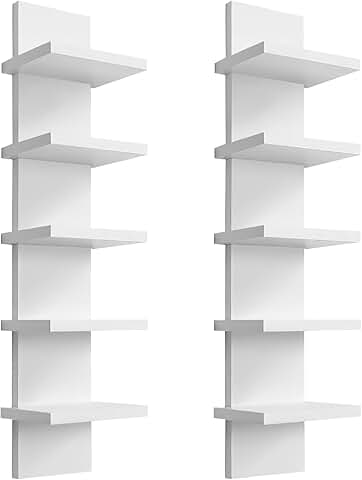 Two 5-Tier Wall Shelves for Storage and Decor