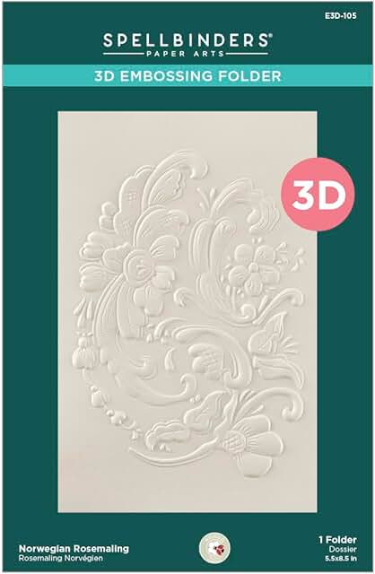 Norwegian Rosemaling 3D Embossing Folder from Winter's Grace Garden Collection