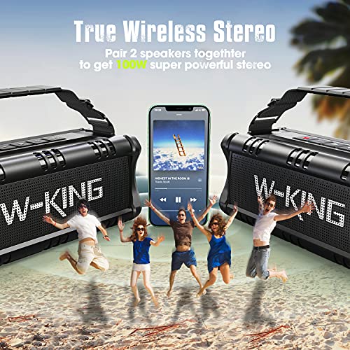 Bluetooth Speaker, 50W Powerful Bluetooth Speaker Loud IPX6 Waterproof, Large Outdoor Portable Speaker Wireless for Deep Bass/Bluetooth 5.0/Power Bank/30H Playtime/TF-Card/AUX/NFC/EQ