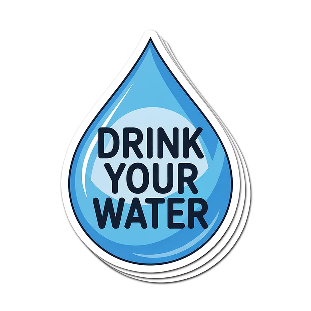 Set of three funny hydration stickers for bottles and devices