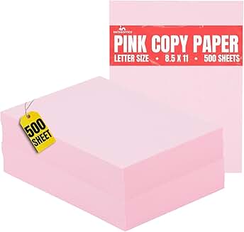 Pink 8.5" x 11" Colored Copy Paper, 500 Sheets