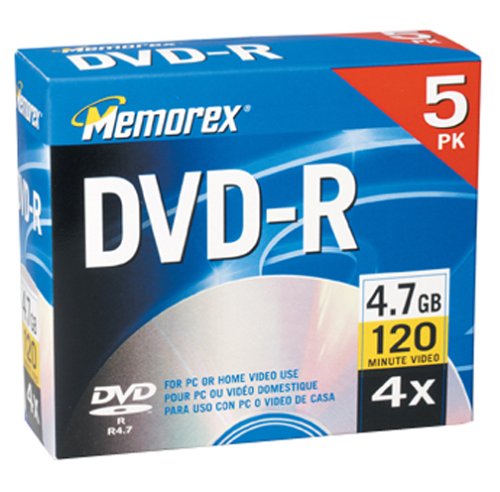 4.7GB DVD-R Media (5-Pack with Jewel Cases)