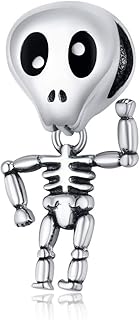 Halloween Silver Bead Charm with Pumpkin Skull