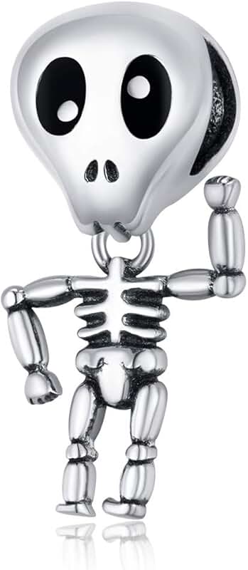 Halloween Silver Bead Charm with Pumpkin Skull
