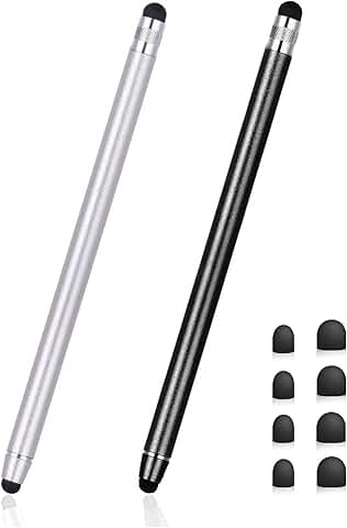 Two-pack 2-in-1 stylus pens for smartphones and tablets