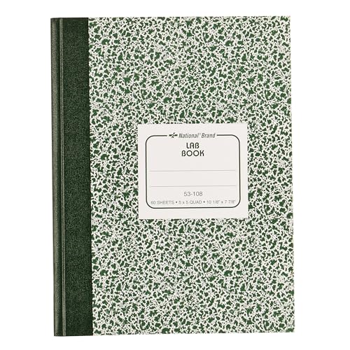 Green marble lab book, 5x5 quad, 60 sheets