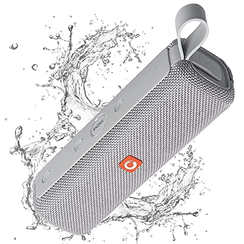 Bluetooth Speaker, E-go II Portable Bluetooth Speaker with 12W Superior Sound and Bass, IPX6 Waterproof, Built-in Mic, 12H Playtime, Wireless Speaker for Home, Beach, Outdoor and Travel - Grey