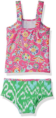 Girls'  Smocked Tankini Ananya Floral, Pink/Green, 3-6 Months
