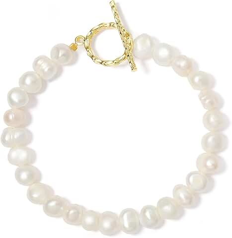 14K Gold Plated Pearl Bracelet for Women