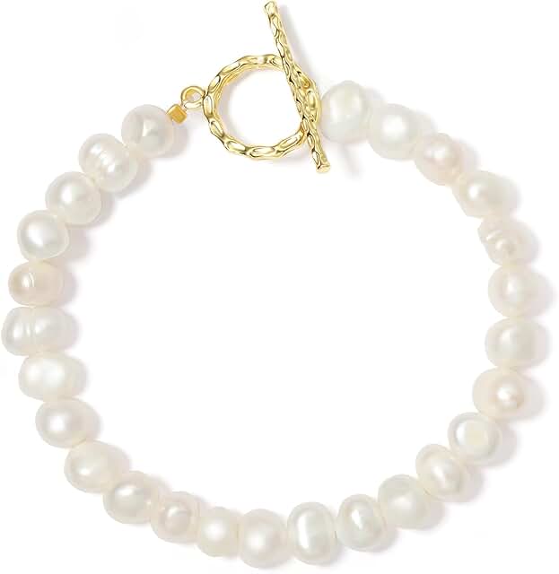 14K Gold Plated Pearl Bracelet for Women