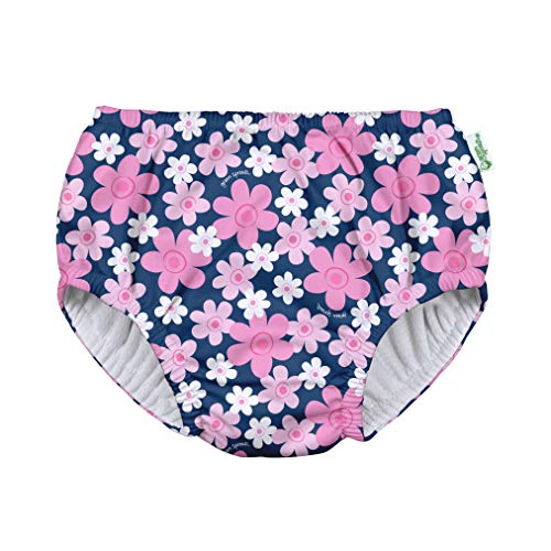 baby girls Pull-up Reusable and Toddler Swim Diaper, Navy Blooms, 0-6 Month US