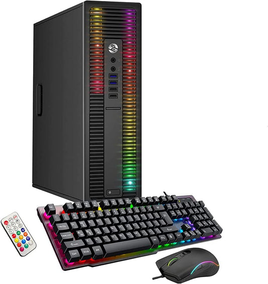 ProDesk desktop with RGB lights, Intel Core i5, 8GB RAM, 256GB SSD