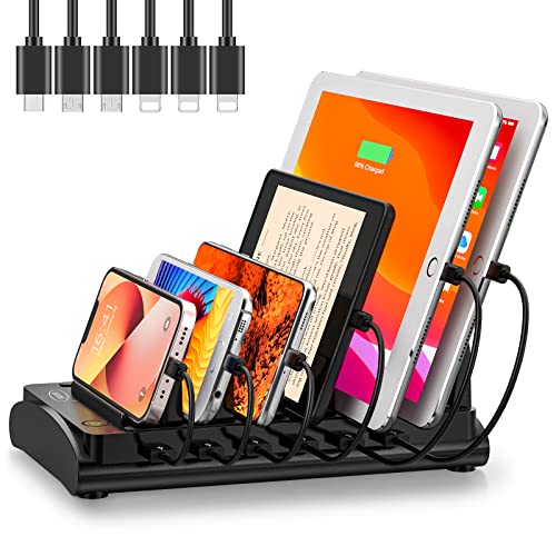 Charging station for multiple devices with six short cables