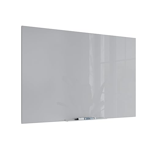 Gray frameless glass dry-erase board, 36" x 24"
