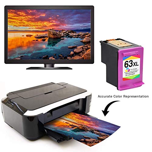 1 Color Remanufactured Cartridge 63XL 63 XL High Yield for Envy 4512 4520 Deskjet 3632 2130 2132 1110 1111 3636 3637 1112 3630 3634 OfficeJet 3830 3833 4650 4652 4655 5255 5258 Printer