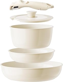 5-Piece Nonstick Ceramic Cookware Set with Detachable Handles