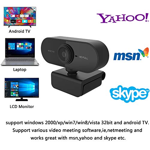 1080p HD Webcam, Noise Reduction Microphone Stream Webcam,HD USB Webcam for PC Desktop Laptop,Used for Video Calling, Conference, Recording, Gaming, Studying with Rotatable Clip