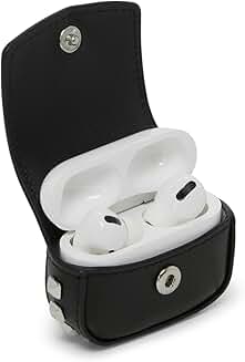 Black Leather Earbud Case with Studs
