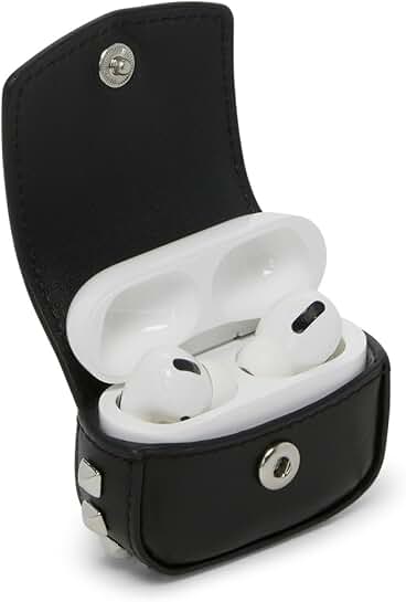 Black Leather Earbud Case with Studs
