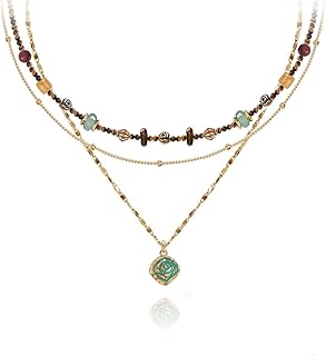 Boho layered beaded necklace for women