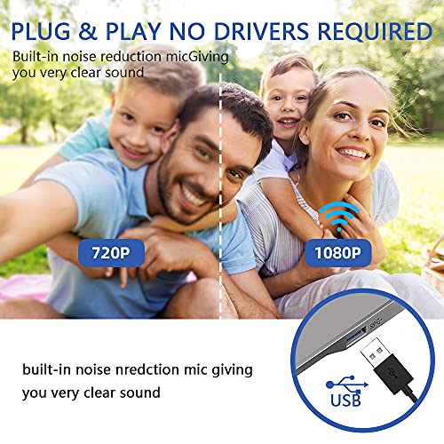 Webcam HD 1080p Web Camera with Stereo Microphone PC Desktop Laptop USB Tablet Webcam for Computers Skype YouTube Zoom Xbox One Studying Conference Video Calling