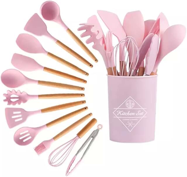 12-Piece Silicone Kitchen Utensil Set with Holder