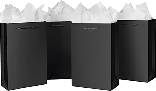 10 Black Gift Bags with Handles for Men