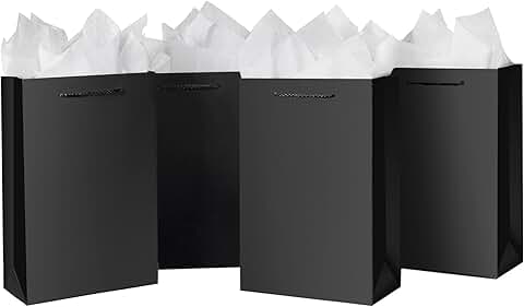 10 Black Gift Bags with Handles for Men
